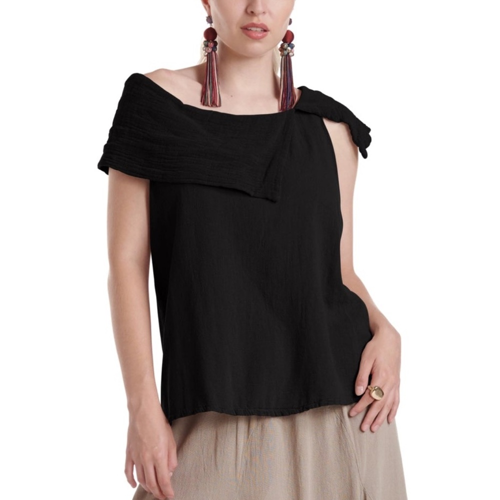 Oh My Gauze! Bird Black Gauzy Cotton Top 1 SMALL/MEDIUM